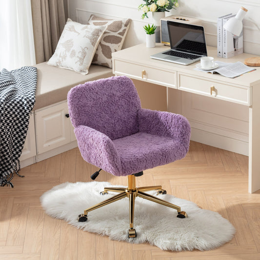 Faux Fur Swivel Office Chair – Violet