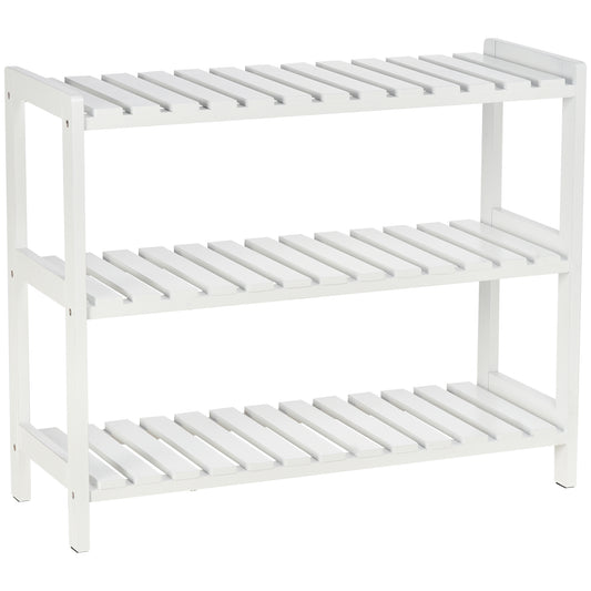 3-Tier Wooden Shoe Rack – White