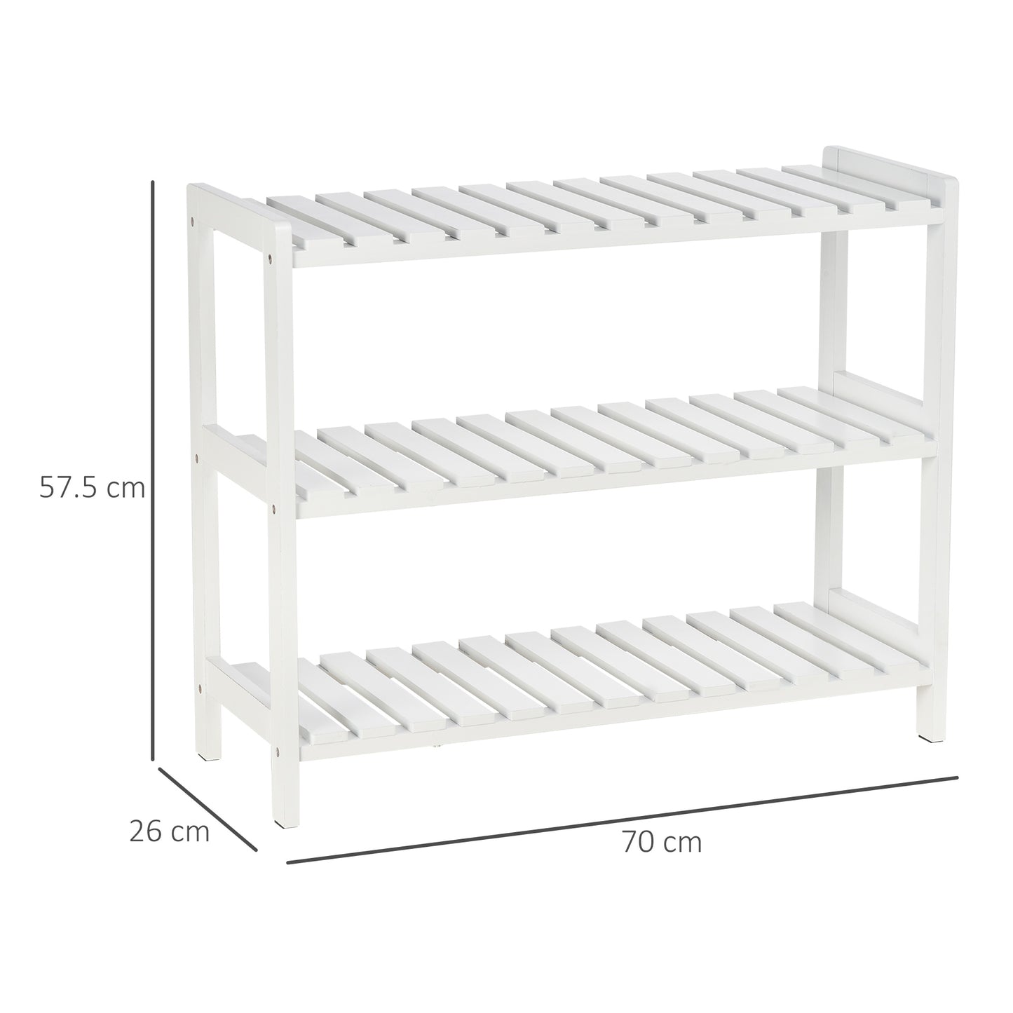 3-Tier Wooden Shoe Rack – White