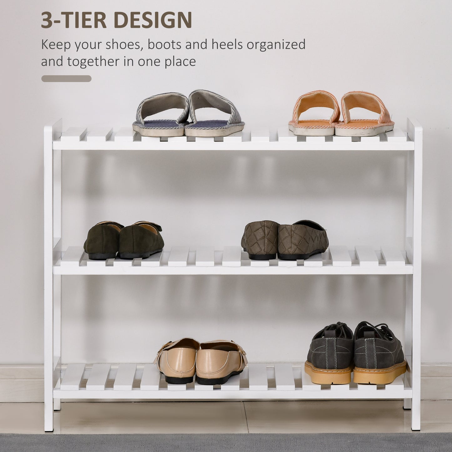 3-Tier Wooden Shoe Rack – White