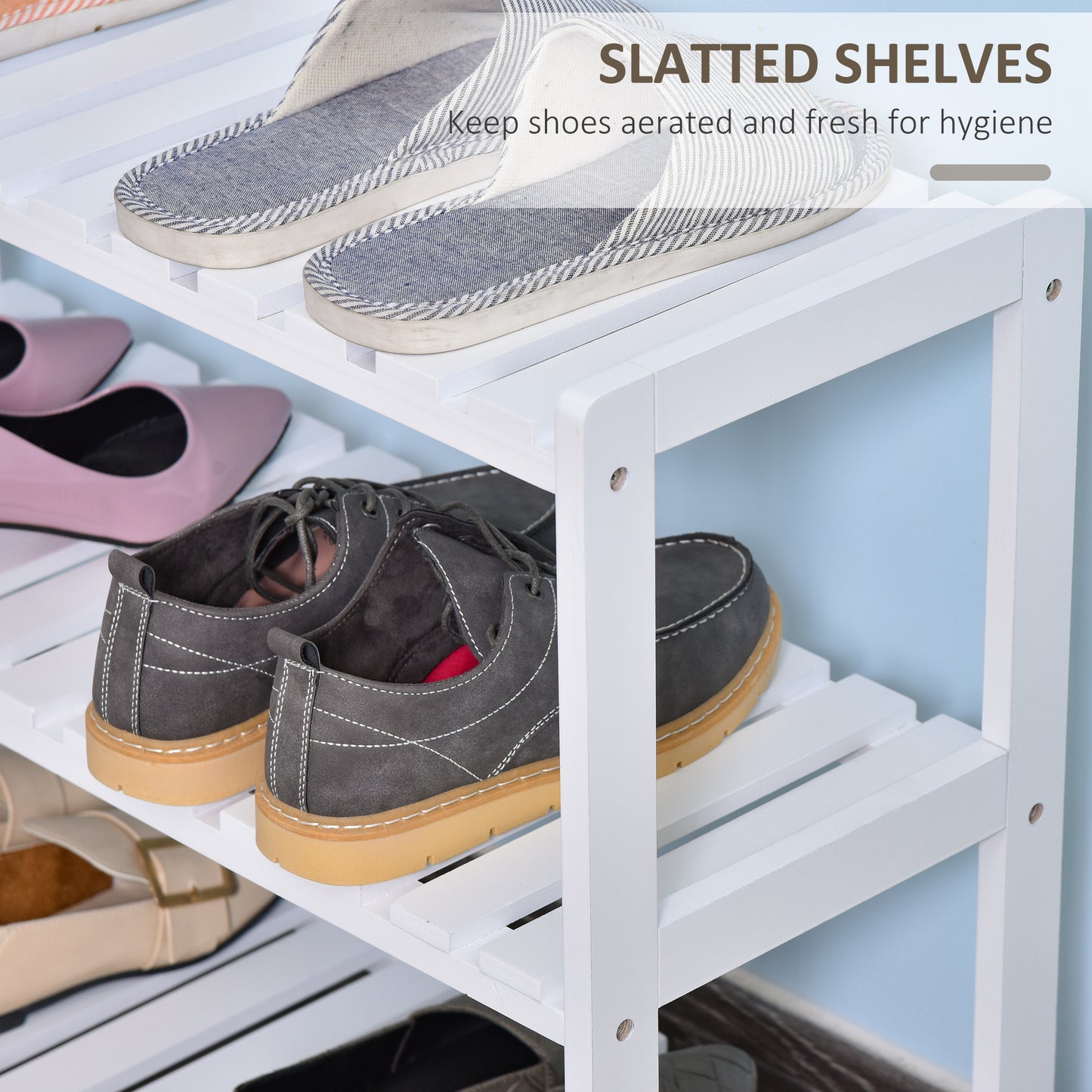3-Tier Wooden Shoe Rack – White
